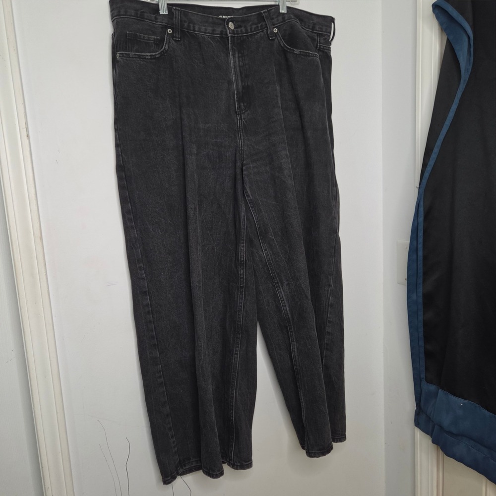 Old Navy Womens 20 High Rise Wide Leg Jeans Black Denim 90s Grunge Streetwear